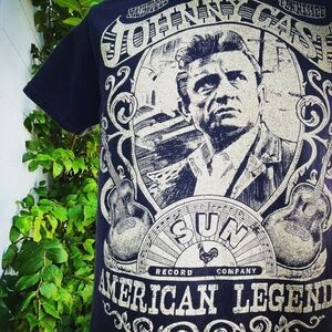 Men's/Unisex Small Sun Label Black 100% Cotton Johnny Cash T-shirt